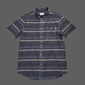Rhythm. Striped Gray SS Button Up mens Size XL GUC